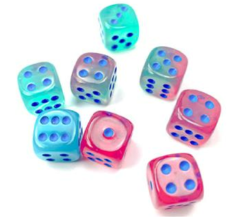 Gemini Gel Green-Pink/Blue 12mm d6 Dice Block