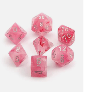 Ghostly Glow Pink/Silver Polyhedral 7-Die Set