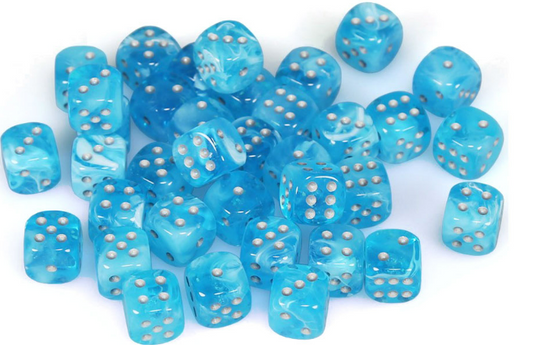 Luminary Sky/Silver 12mm d6 Dice Block