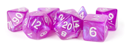 Mini Polyhedral Dice Set: Stardust Purple